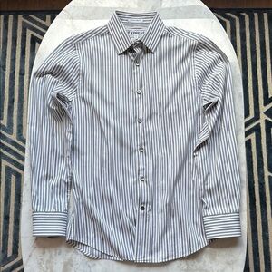 Express Gray Casual Button Down Shirt